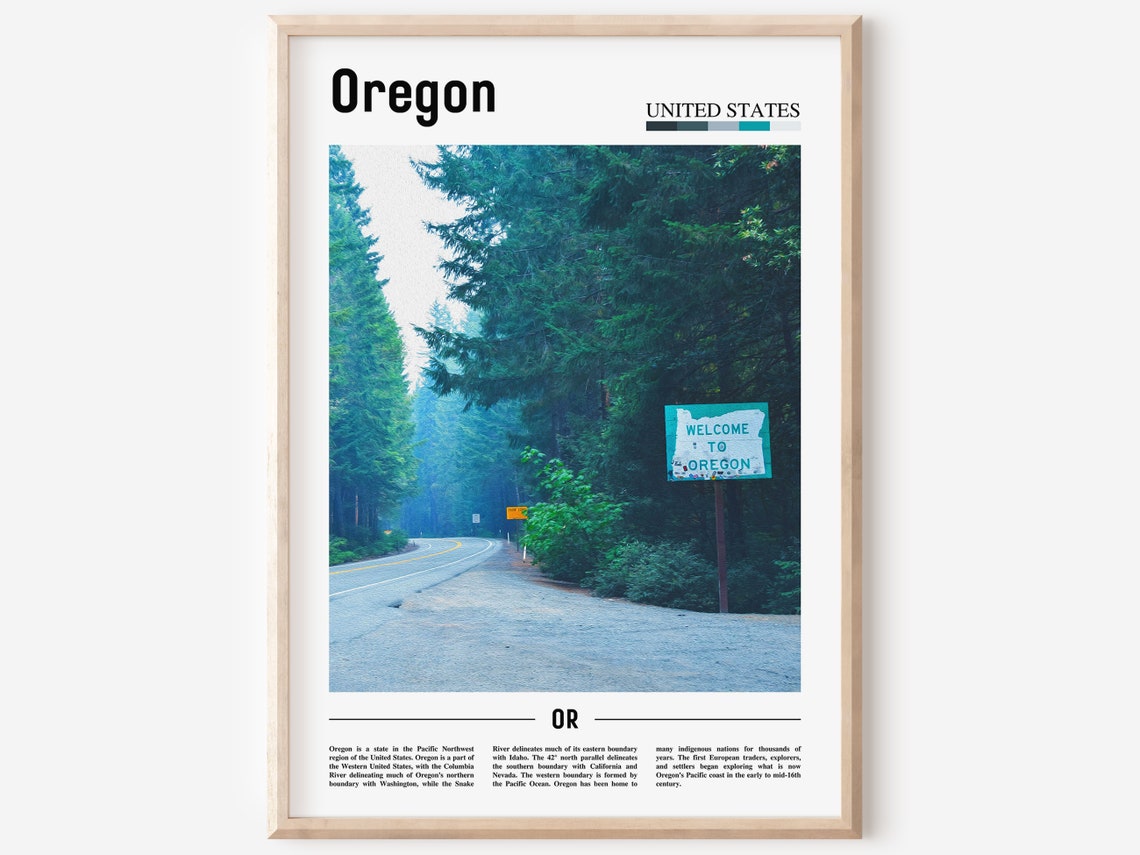 Oregon Poster Oregon Print Oregon Wall Art United States Photo United States Poster United States Print