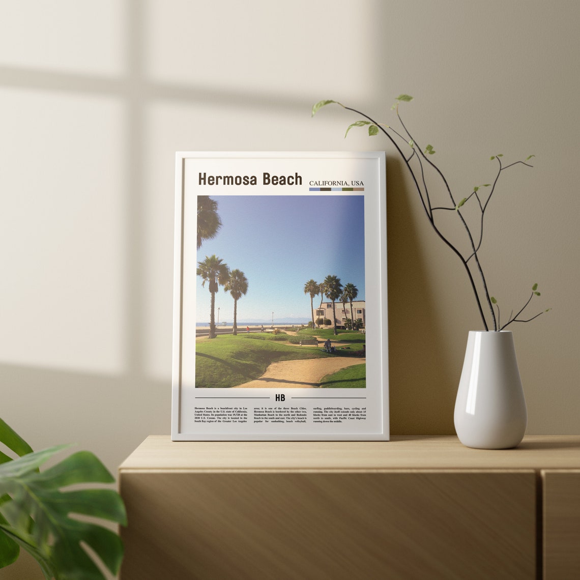 Hermosa Beach Print Hermosa Beach Poster Hermosa Beach Wall Art Oil Painting Poster Colorful City Print City Artwork Travel Wall Art - Image 3