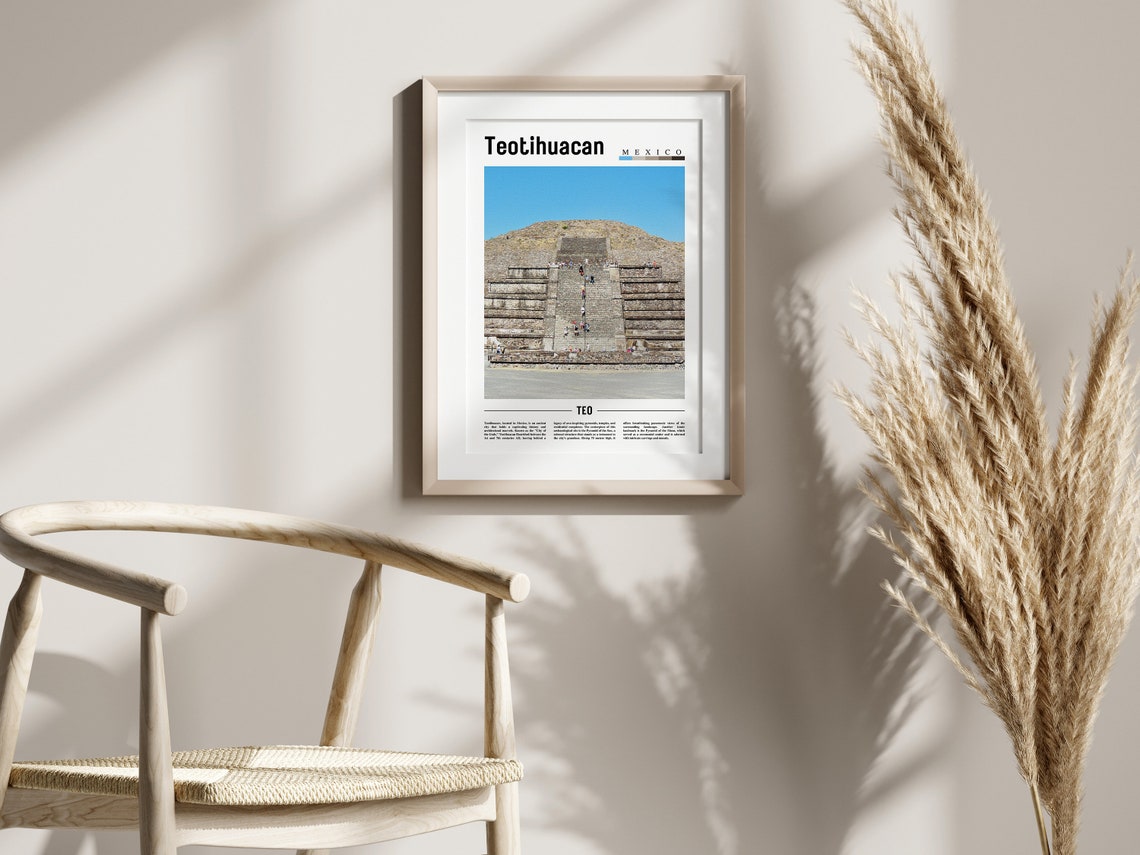 Teotihuacan Poster Teotihuacan Print Teotihuacan Wall Art Minimal Travel Print Travel Destination Oil Painting Poster - Image 2