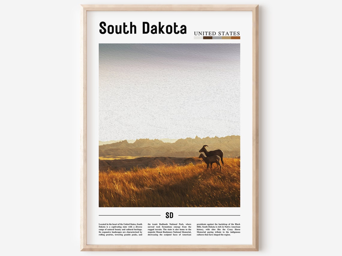 South Dakota Poster South Dakota Print South Dakota Wall Art United States Photo United States Poster United States Print
