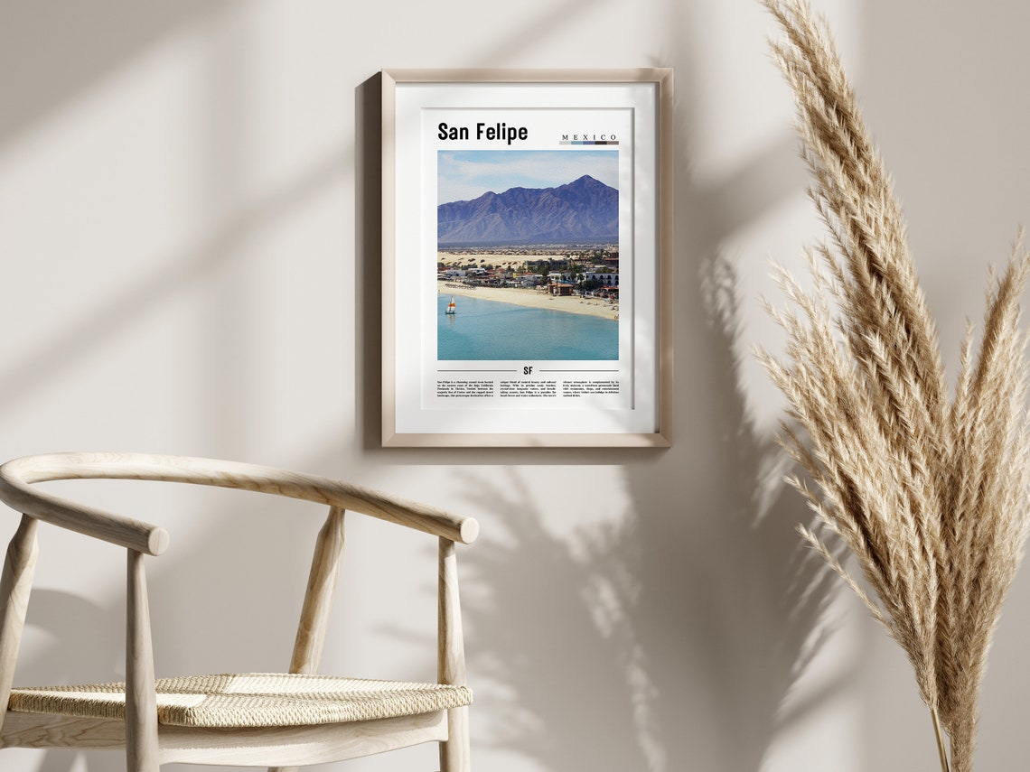 San Felipe Poster San Felipe Print San Felipe Wall Art Minimal Travel Print Travel Destination Oil Painting Poster - Image 2