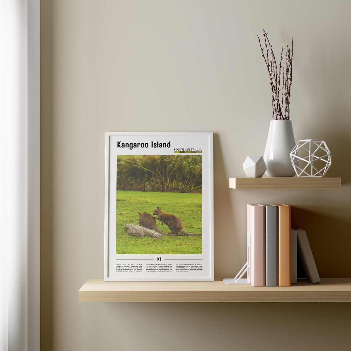 Kangaroo Island Kangaroos Meadow Green Bush Wildlife Scene Poster - Image 3