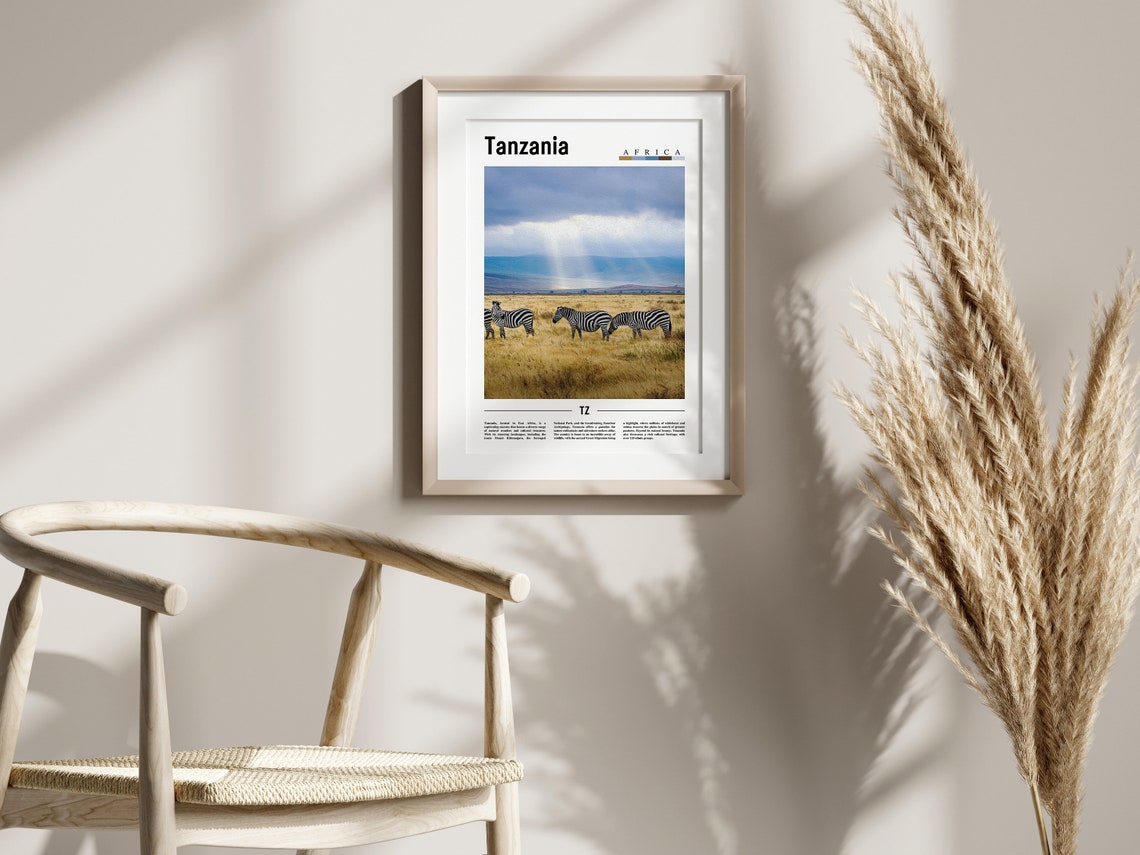 Tanzania Poster Tanzania Print Tanzania Wall Art Minimal Travel Print Travel Destination Oil Painting Poster - Image 2