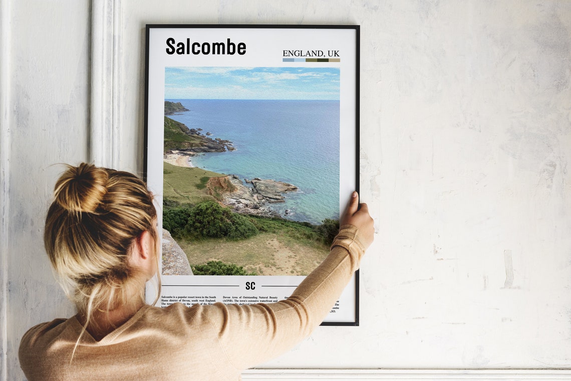 Salcombe Print Salcombe Poster Salcombe Wall Art Minimal Travel Print Minimal City Poster Travel Destination Print Oil Painting Poster - Image 4