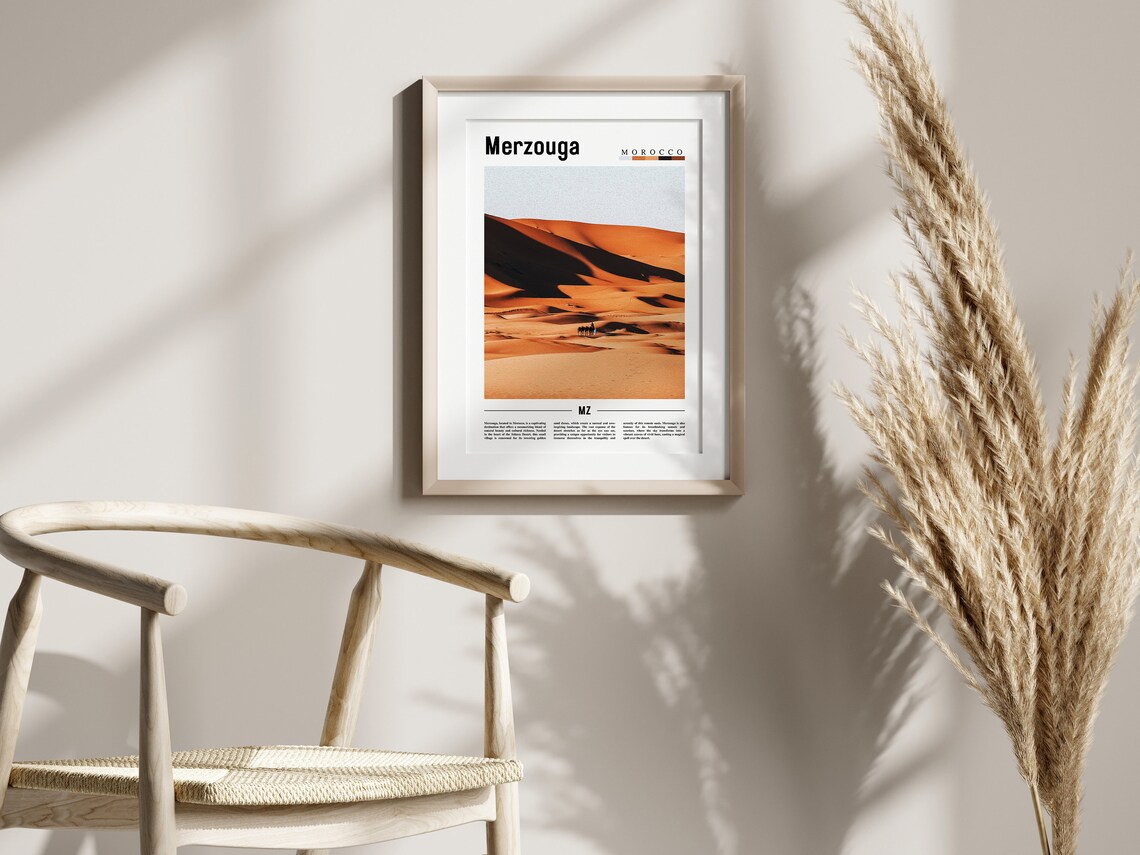 Merzouga Minimal Travel Poster, Oil Painting Style - Image 2