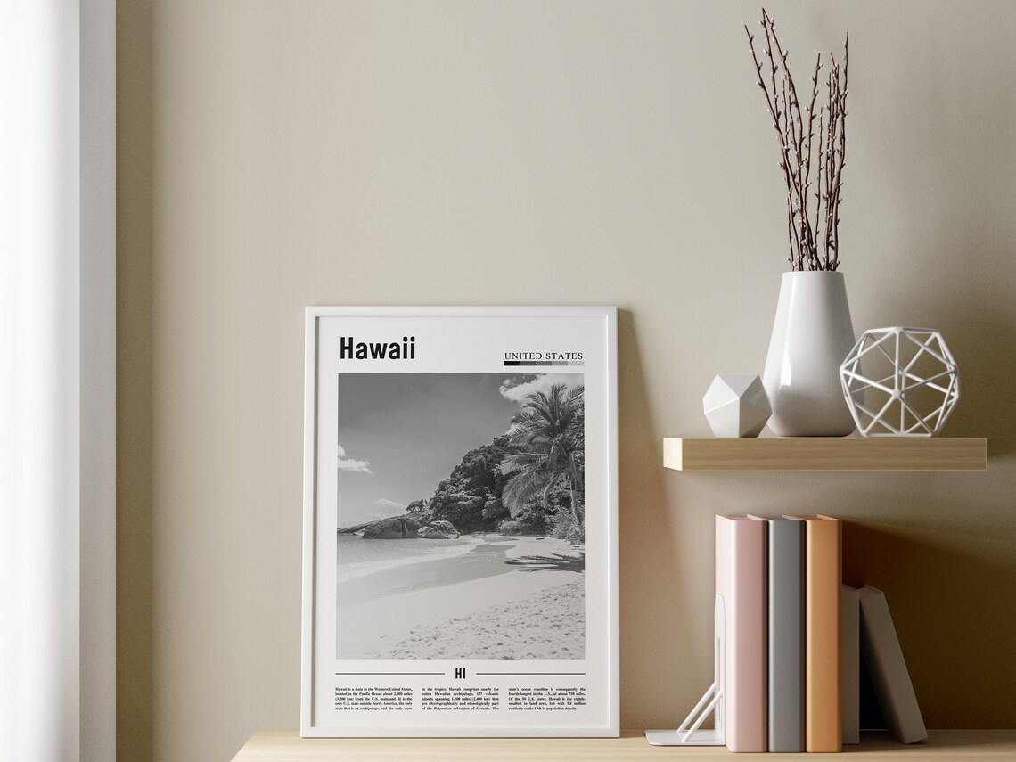 Hawaii, Black And White Minimal Travel Poster - Image 3