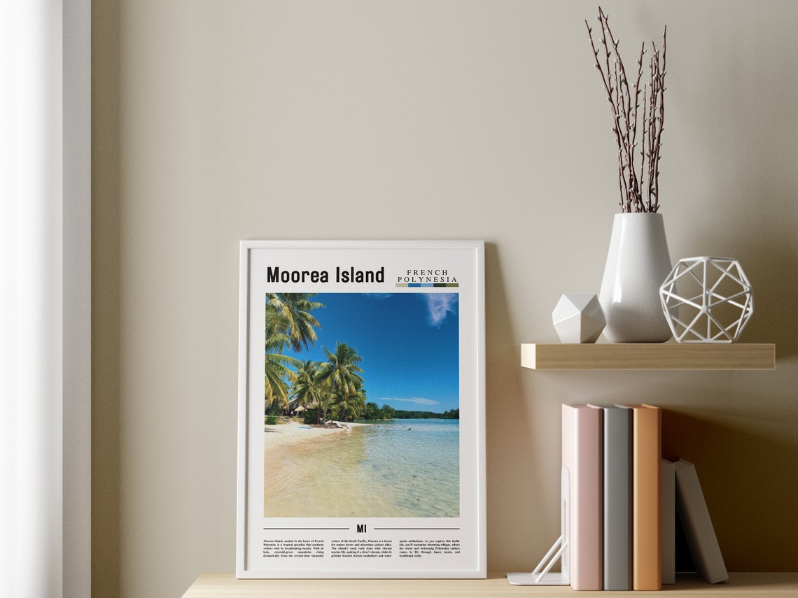 Moorea Island Poster Moorea Island Print Moorea Island Wall Art Minimal Travel Print Travel Destination Oil Painting Poster - Image 3