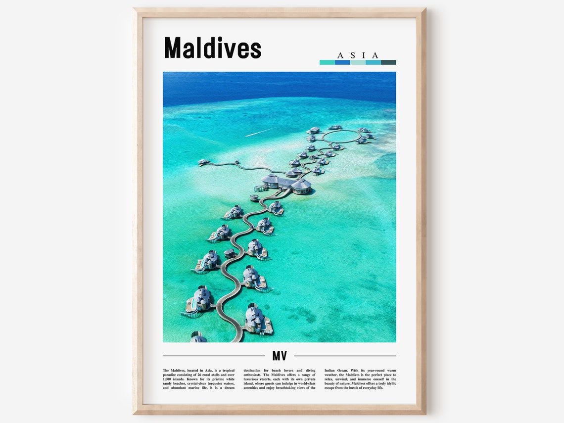Maldives Poster Maldives Print Maldives Wall Art Asia Print Asia Poster Asia Photo Minimal Travel Poster