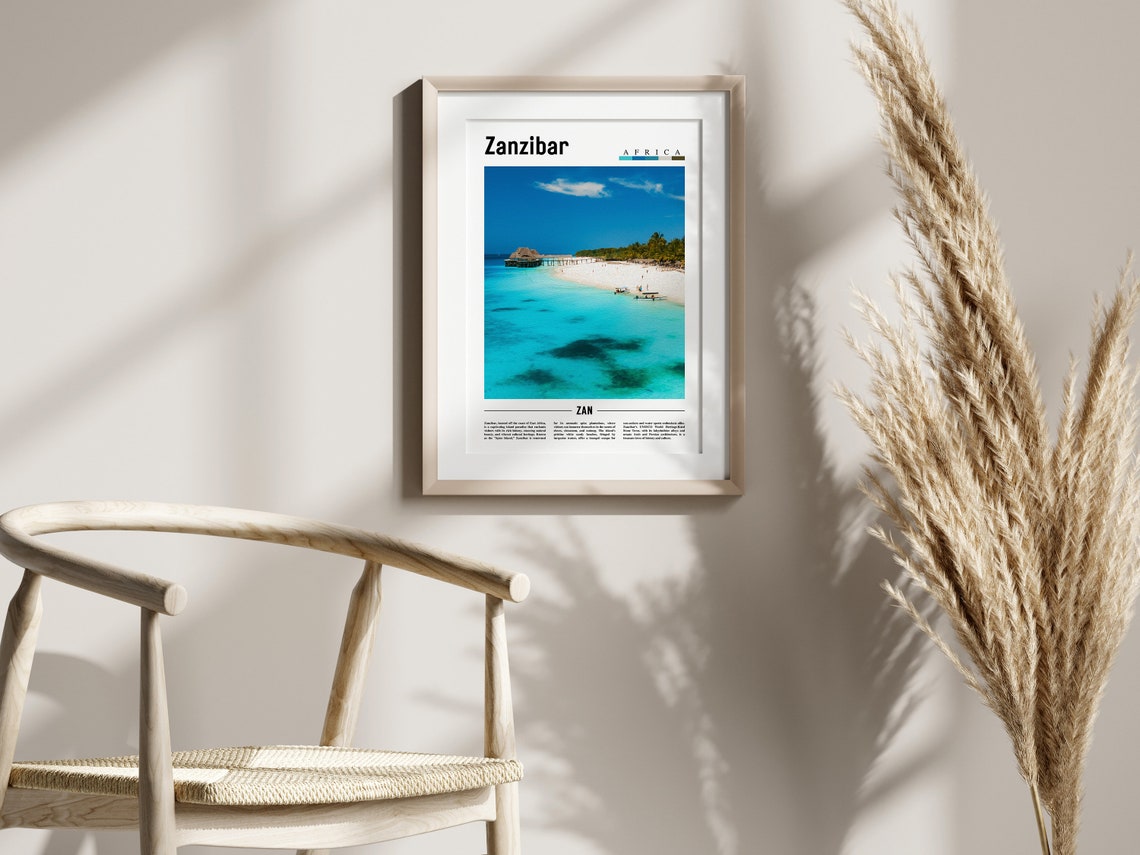 Zanzibar Poster Zanzibar Print Zanzibar Wall Art Minimal Travel Print Travel Destination Oil Painting Poster - Image 2