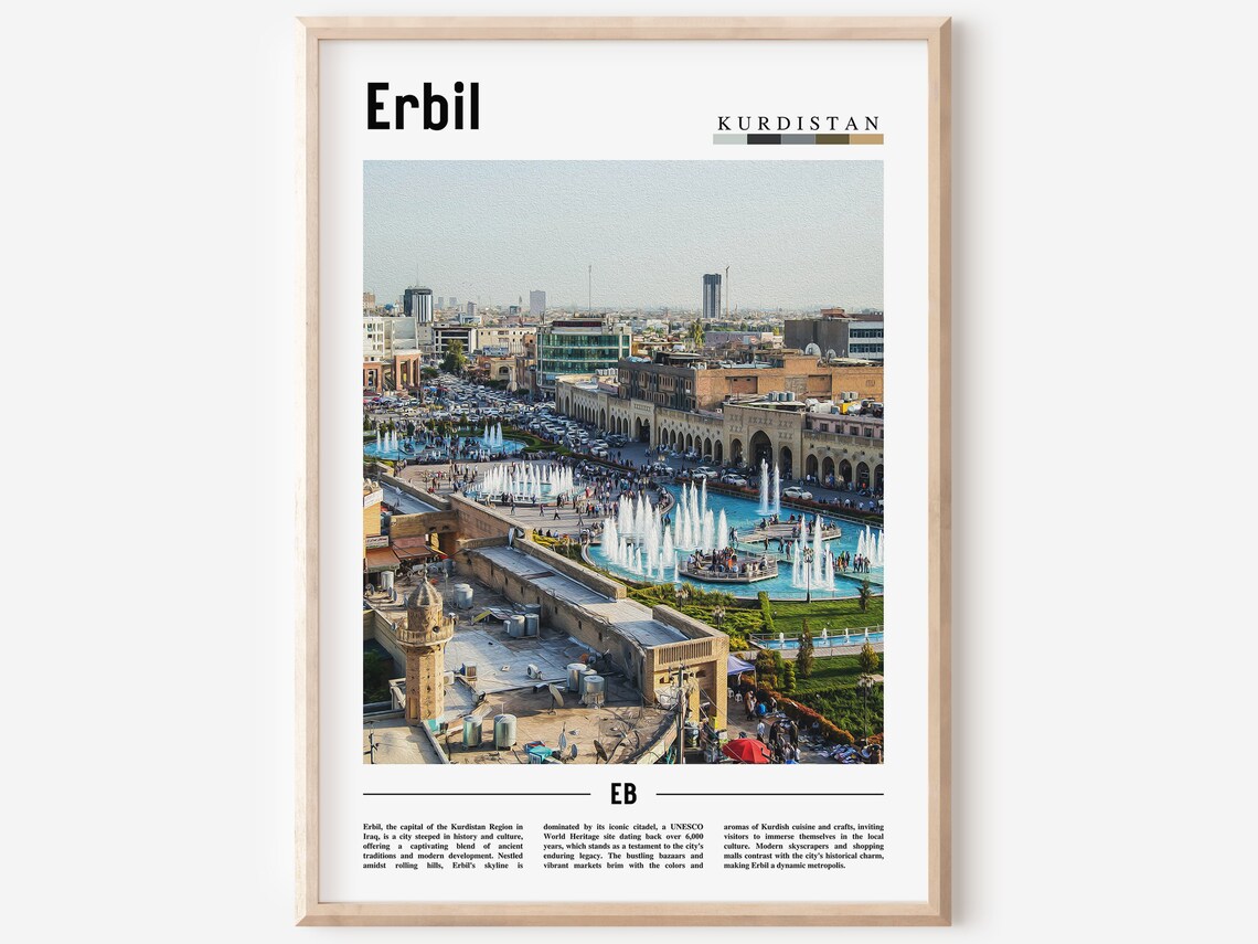 Erbil Poster Erbil Print Erbil Wall Art Minimal Travel Print Travel Destination Oil Painting Poster