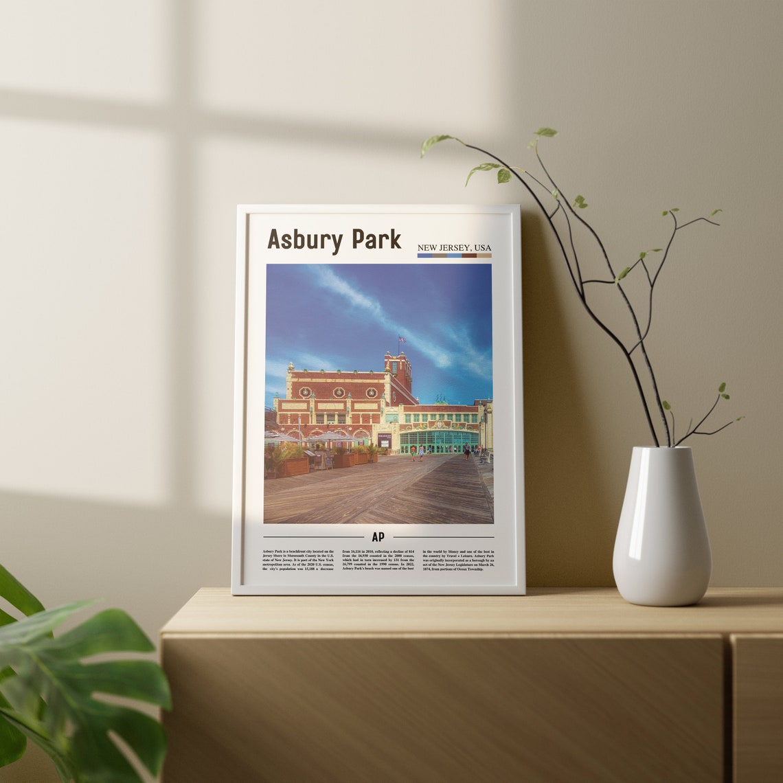 Asbury Park Print Asbury Park Poster Asbury Park Wall Art Oil Painting Poster City Print City Artwork Travel Artwork Travel Wall Art - Image 3