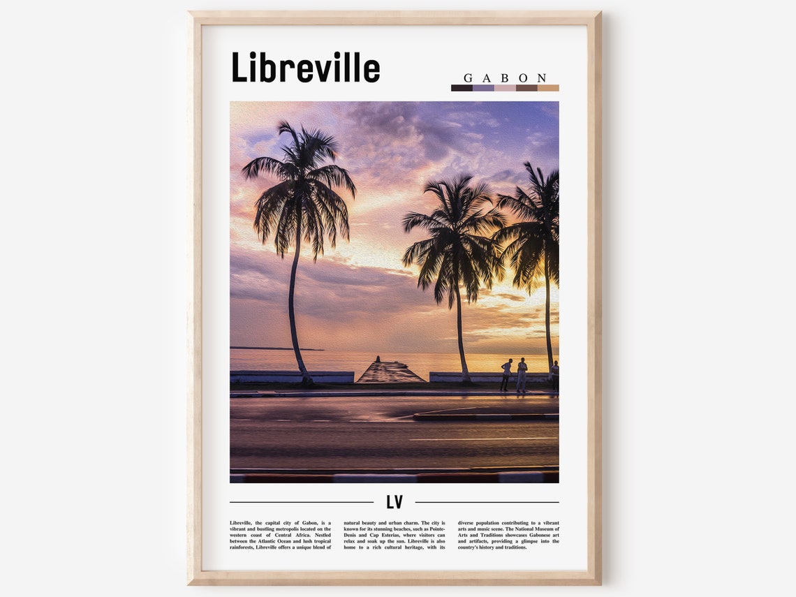 Libreville Poster Libreville Print Libreville Wall Art Minimal Travel Print Travel Destination Oil Painting Poster