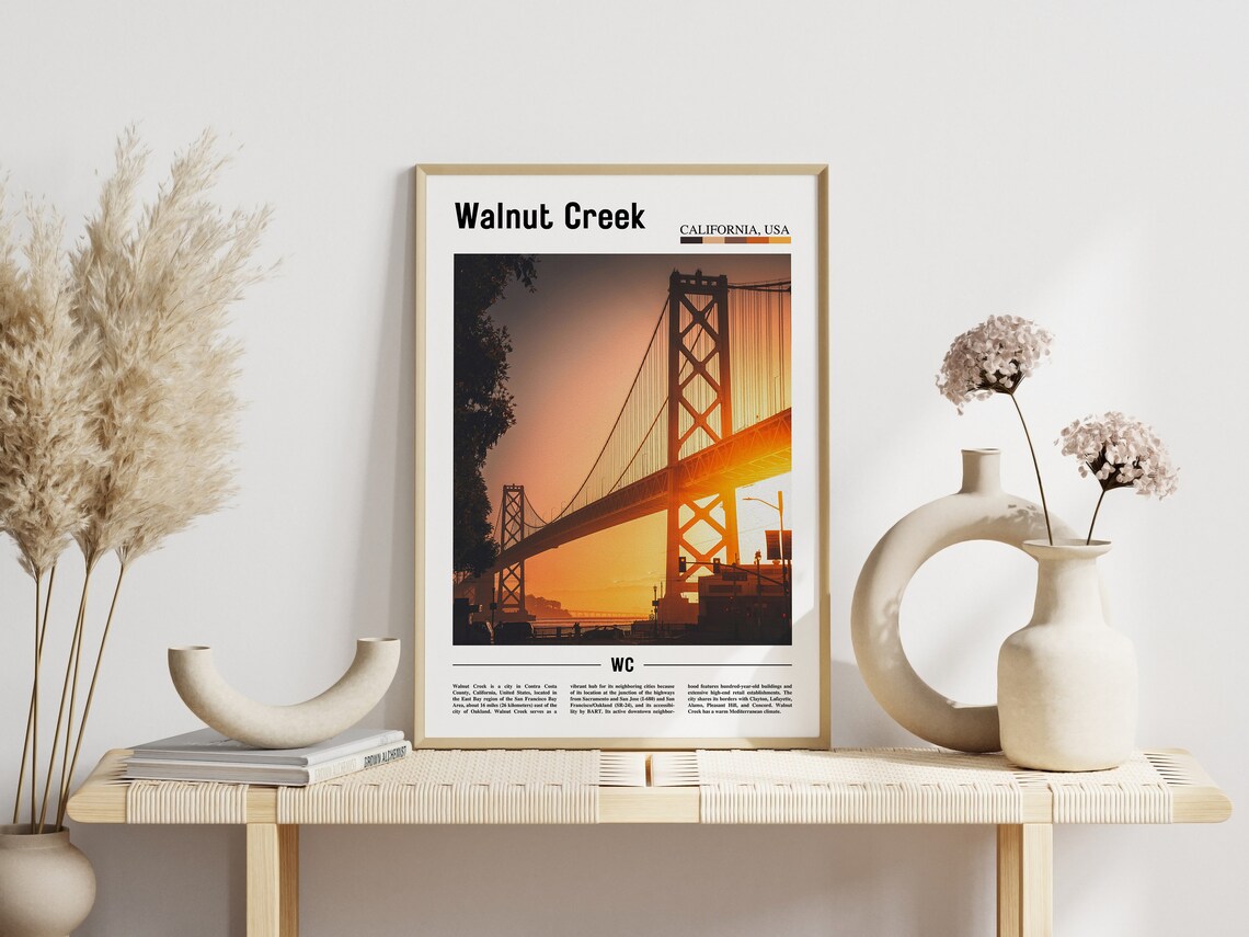 Walnut Creek Print Walnut Creek Poster Walnut Creek Wall Art Minimal Travel Print Minimal City Travel Poster Oil Painting Poster - Image 5