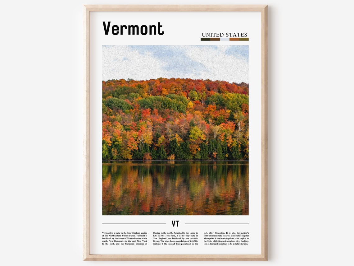 Vermont Poster Vermont Print Vermont Wall Art United States Photo United States Poster United States Print