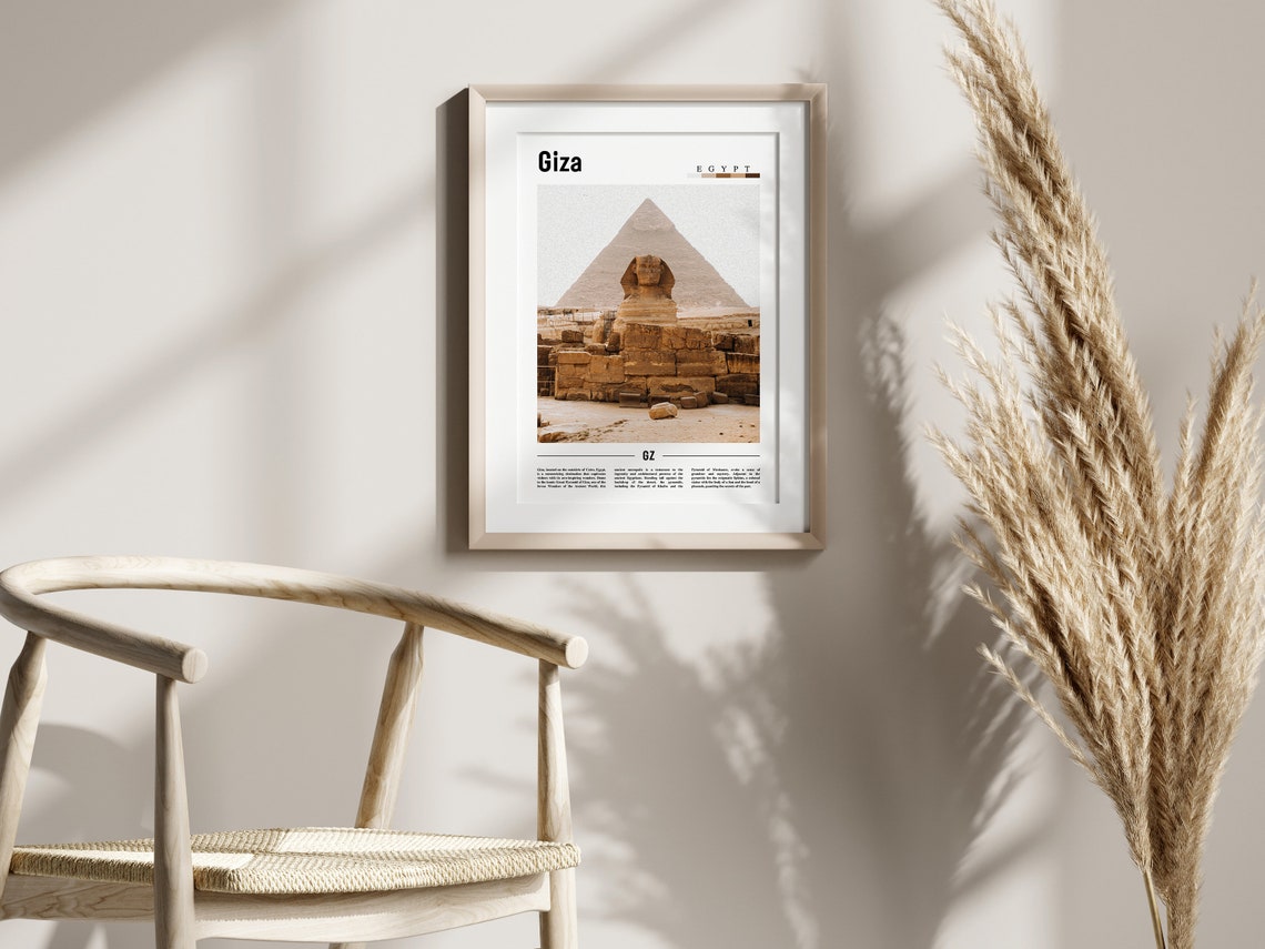 Giza Poster Giza Print Giza Wall Art Minimal Travel Print Travel Destination Oil Painting Poster - Image 2