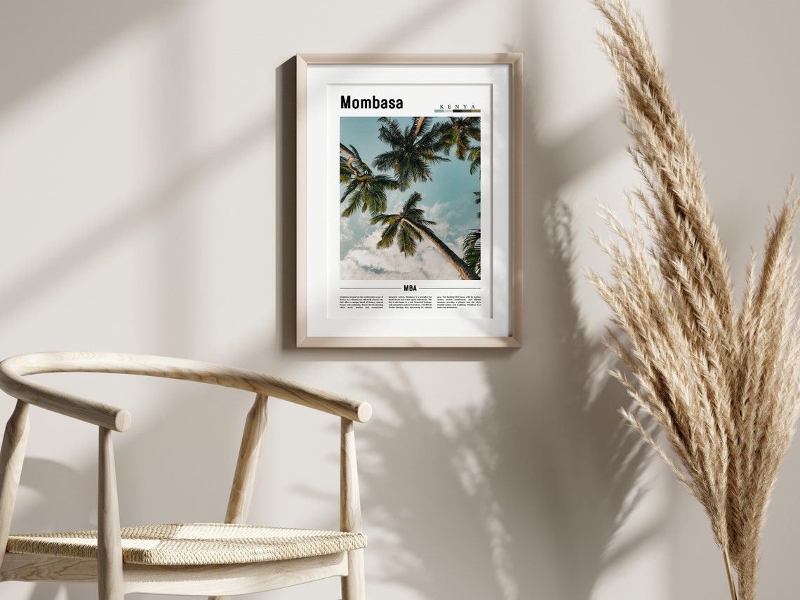 Mombasa Poster Mombasa Print Mombasa Wall Art Minimal Travel Print Travel Destination Oil Painting Poster - Image 2