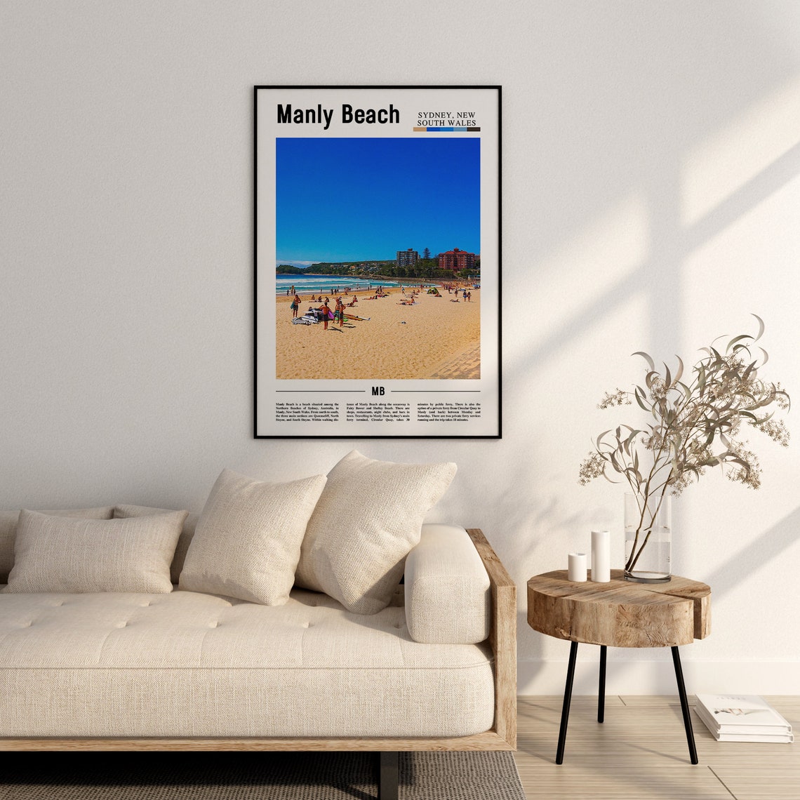 Manly Beach Print Manly Beach Poster Manly Beach Wall Art Minimal Travel Print Minimal City Poster Travel Destination Oil Painting Poster - Image 2