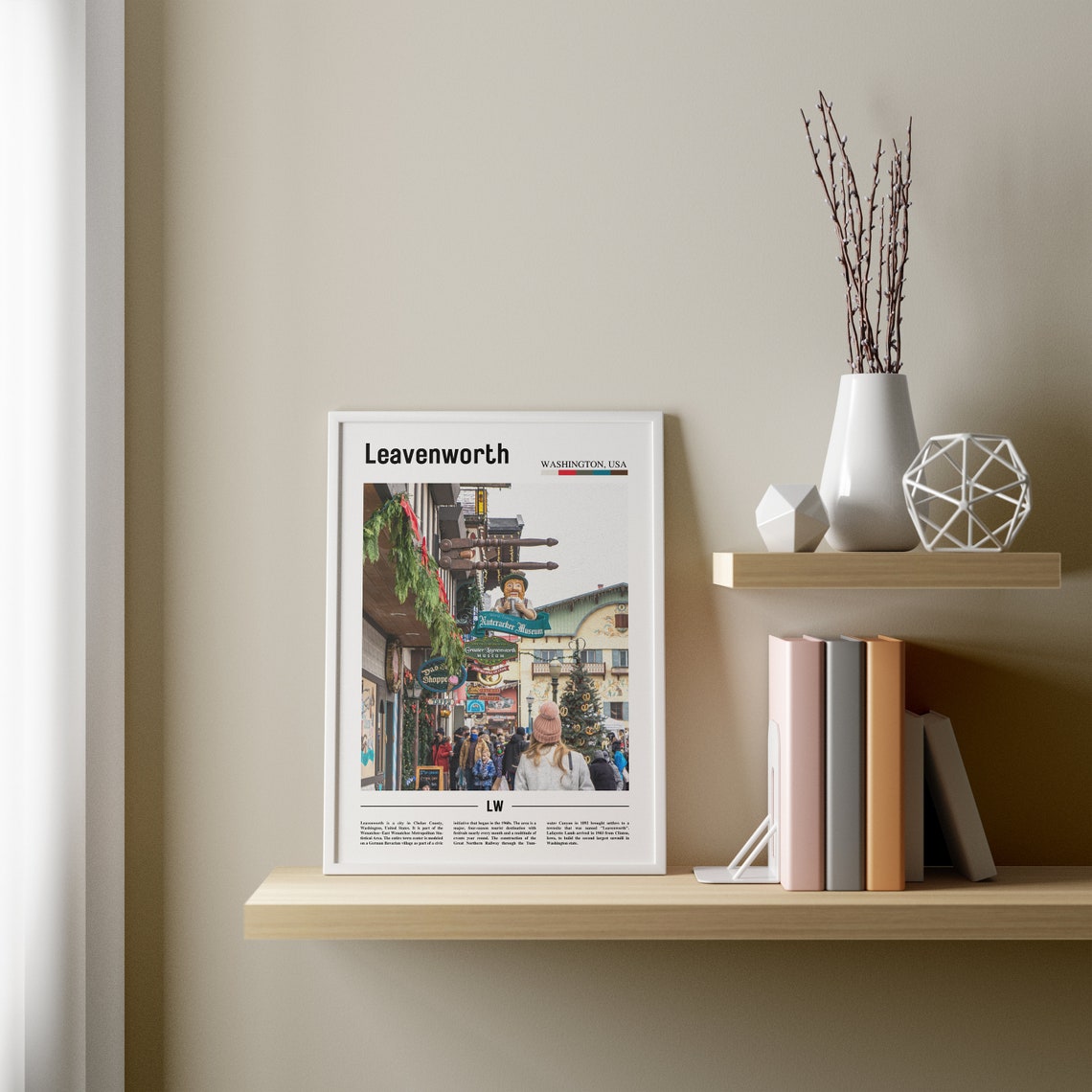 Leavenworth Print Leavenworth Poster Leavenworth Wall Art Minimal Travel Print Minimal City Poster Travel Destination Oil Painting Poster - Image 2