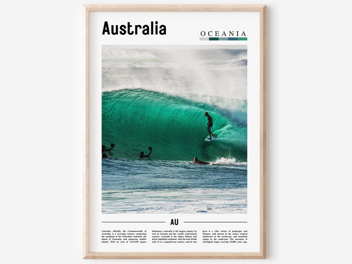 Australia Minimal Travel Poster, Oil Painting