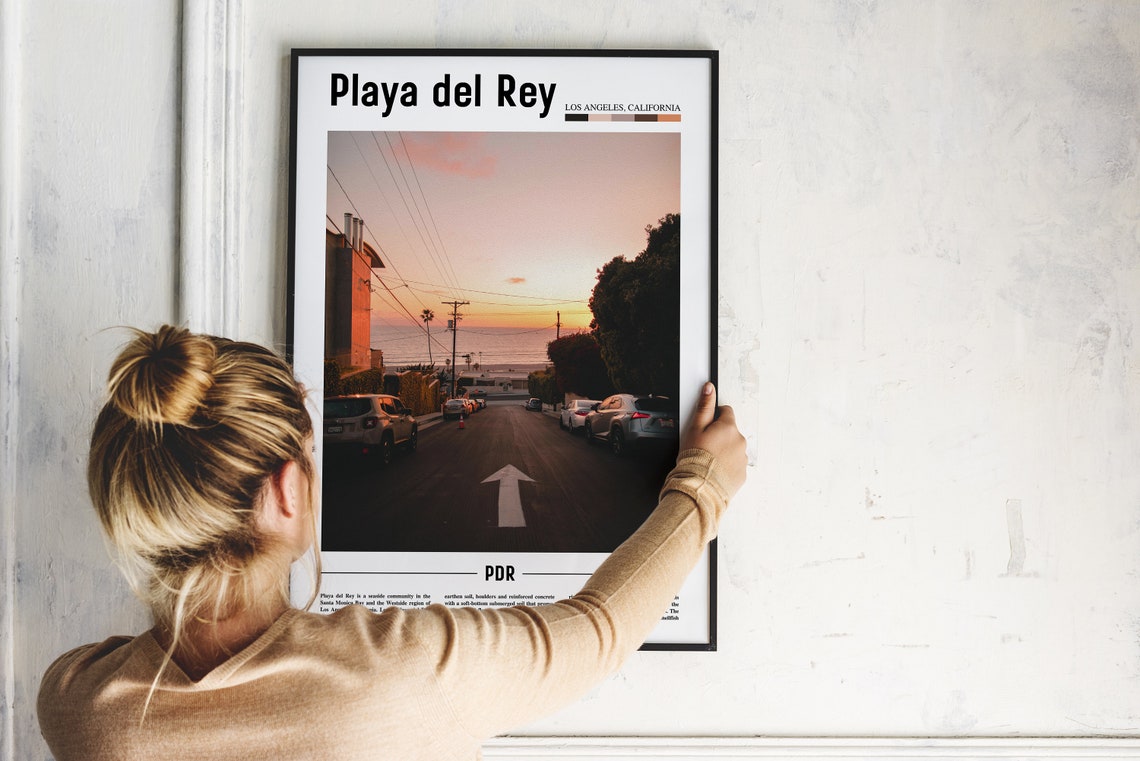 Playa Del Rey Print Playa Del Rey Poster Playa Del Rey Wall Art Minimal Travel Print Minimal City Poster Destination Oil Painting Poster - Image 4
