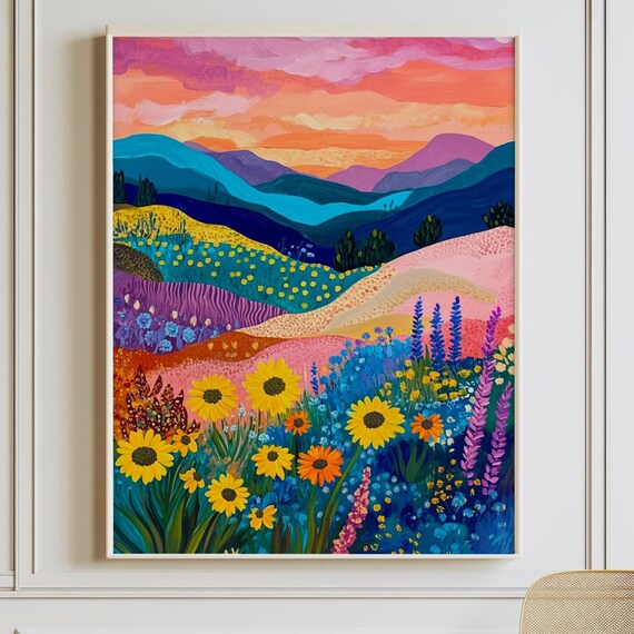 Western Art Print Vintage Retro Wall Art Botanical Prints Midcentury Modern Wall Art Sunset Wall Art Matisse Wall Art Texas Art Print