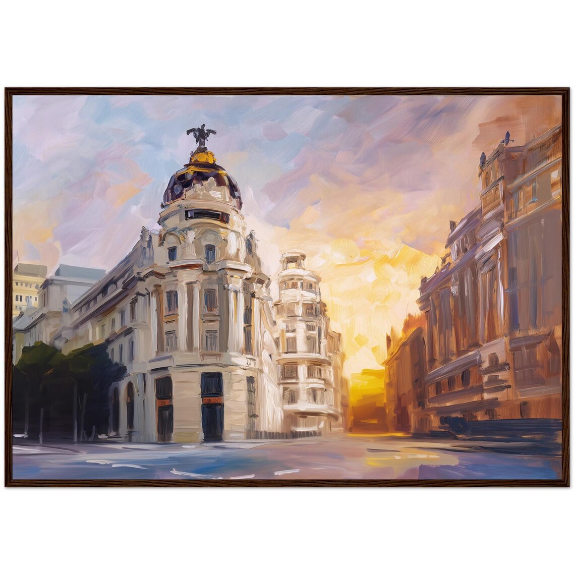 Madrid Gran Via Street, Impressionism Art Print