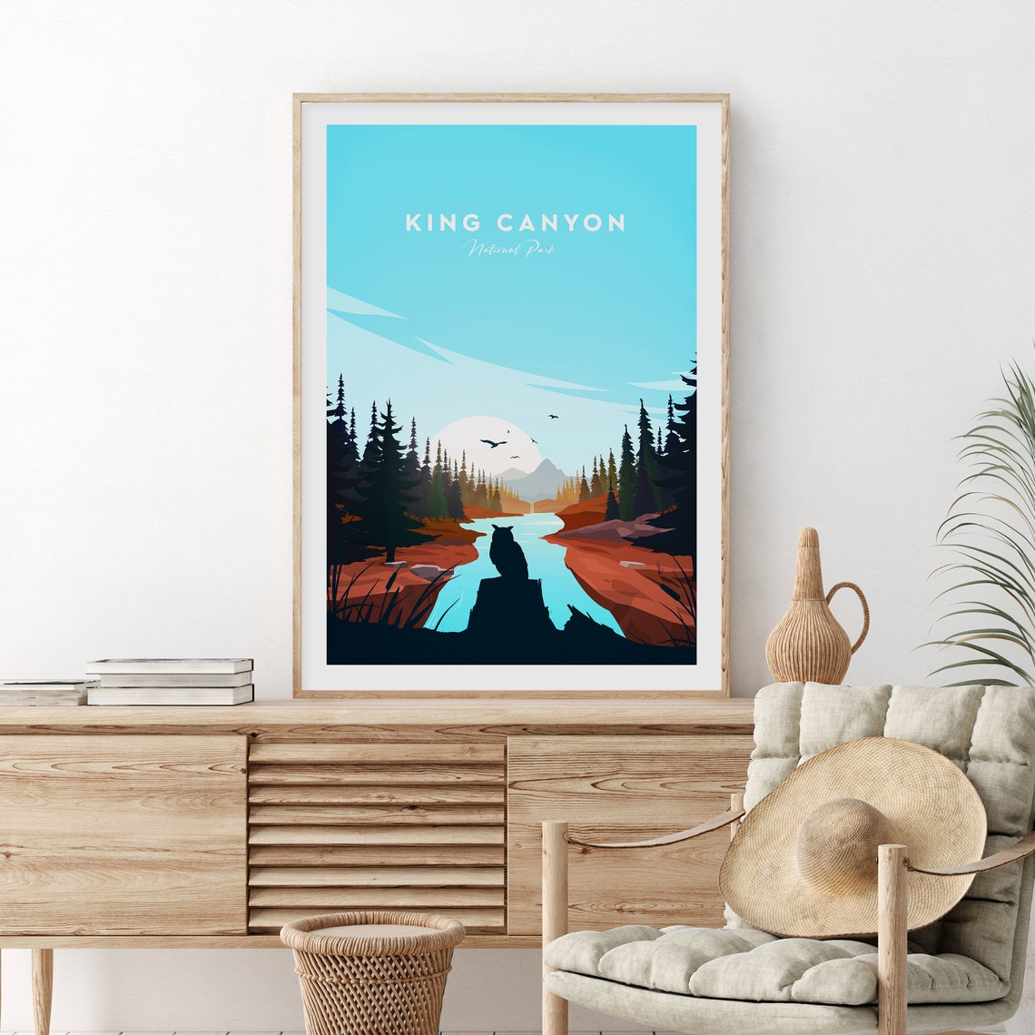 King Canyon National Park Owl by River at Dawn Travel Poster - Image 2