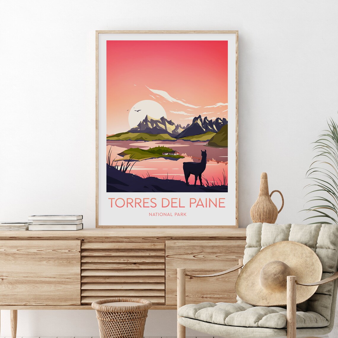 Torres Del Paine National Park Pink Sunset Patagonia Mountains Poster