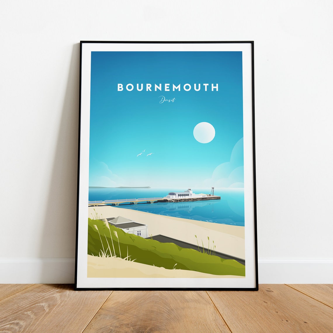 Bournemouth Dorset Sandy Beach Pier Seaside Town Travel Poster - Image 2
