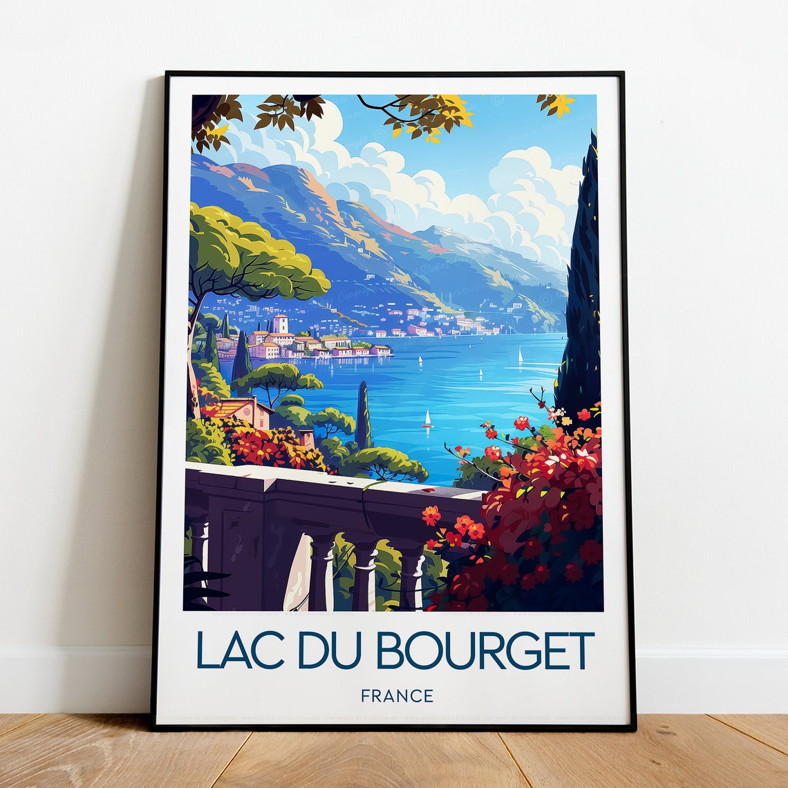 Lac du Bourget France Alpine Lake Terrace View Travel Poster - Image 2