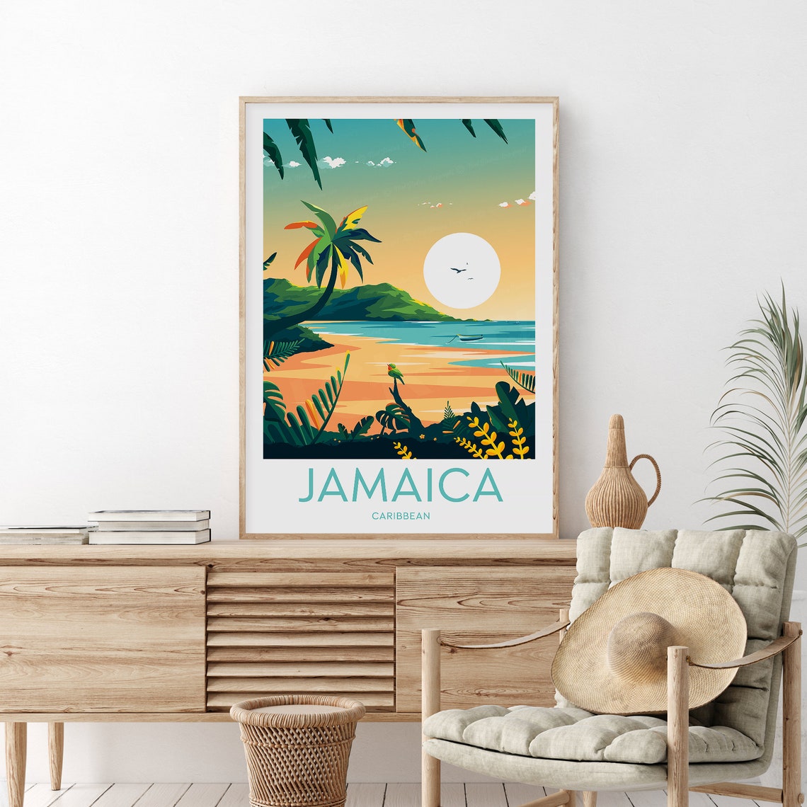 Jamaica Caribbean Tropical Sunset Beach Palm Tree Bliss Poster