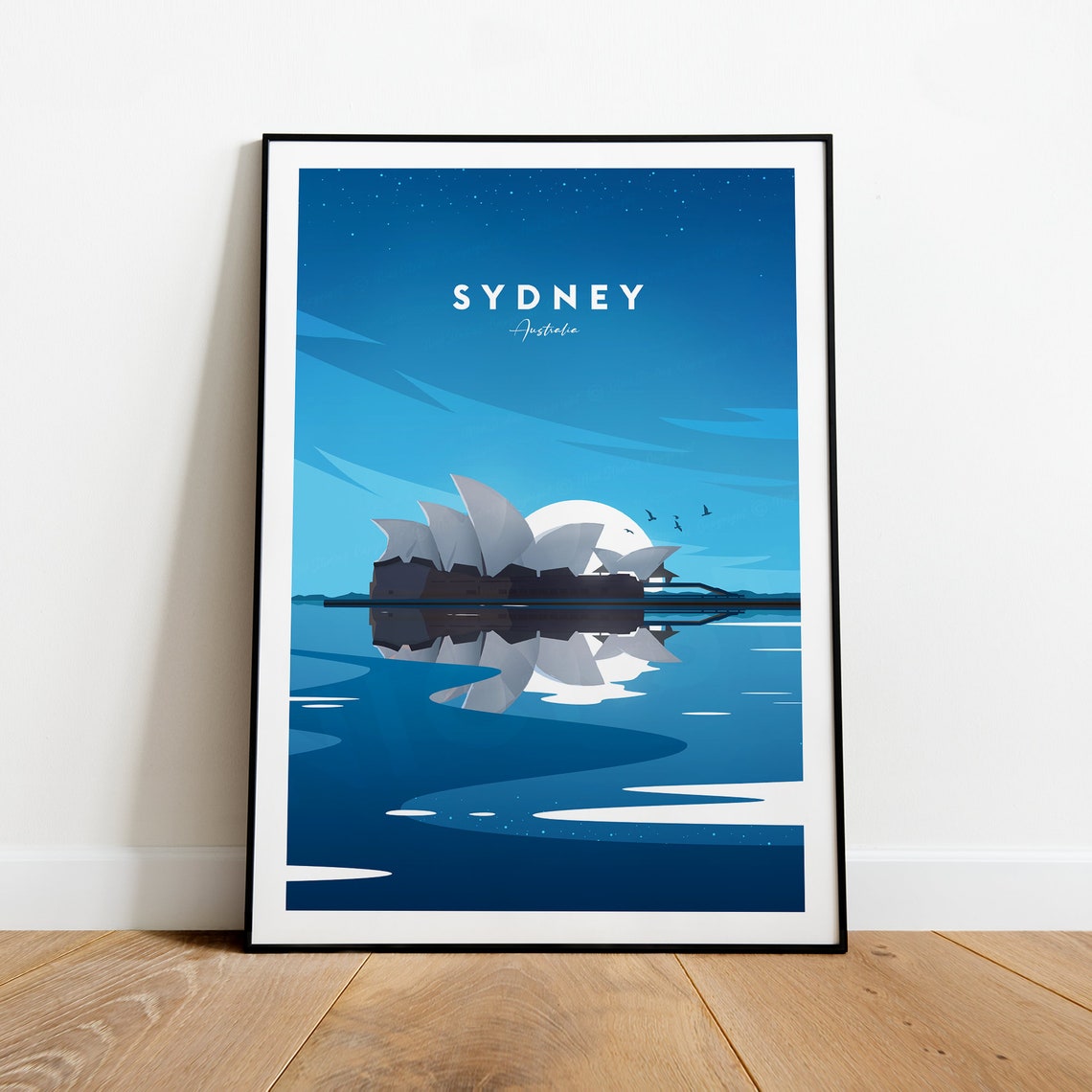 Sydney Australia Opera House Night Reflection Minimalist Poster