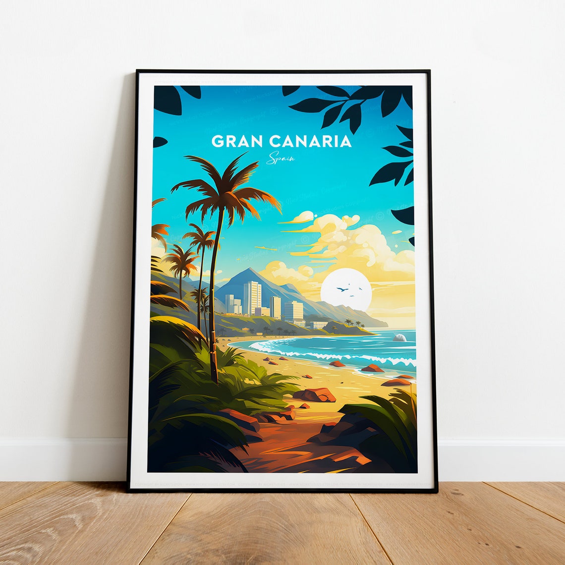 Gran Canaria Spain Golden Palm Beach With Resort Coast Poster