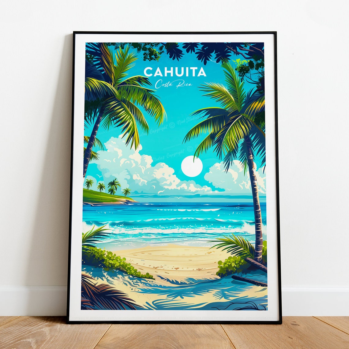 Cahuita Costa Rica Palm Beach Tropical Paradise Travel Poster - Image 2