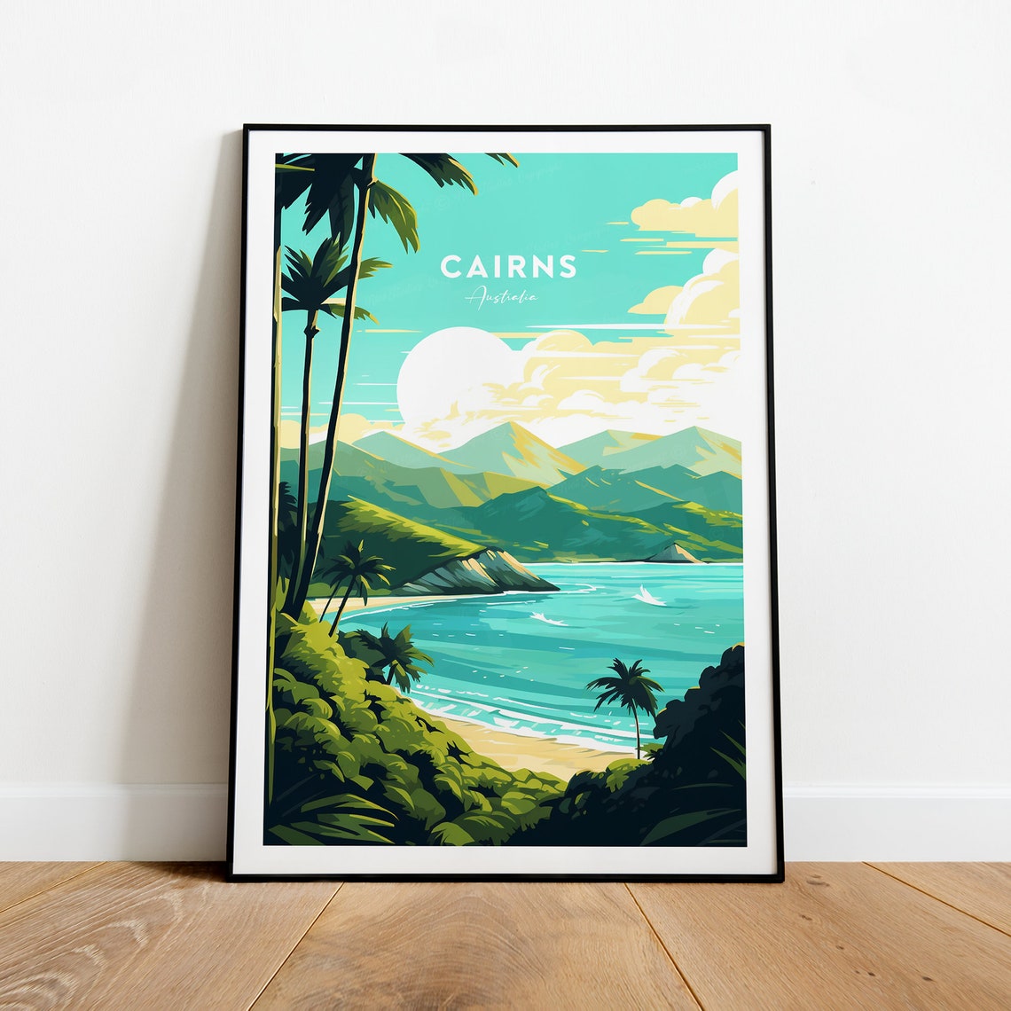 Cairns Australia Tropical Beach Paradise Palm Trees Travel Poster - Image 2