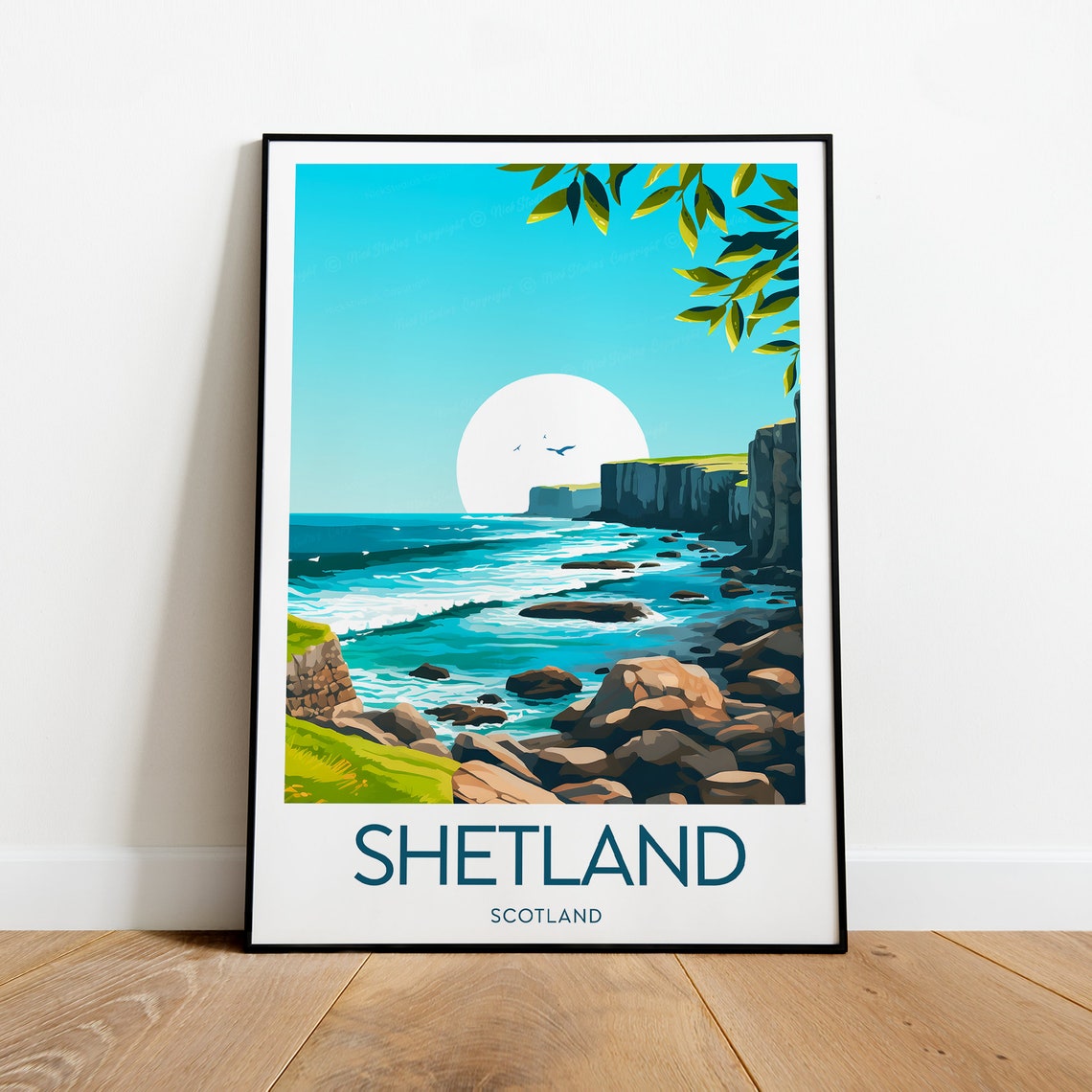 Shetland Scotland Dramatic Sea Cliffs Rugged Coastline Travel Poster - Image 2