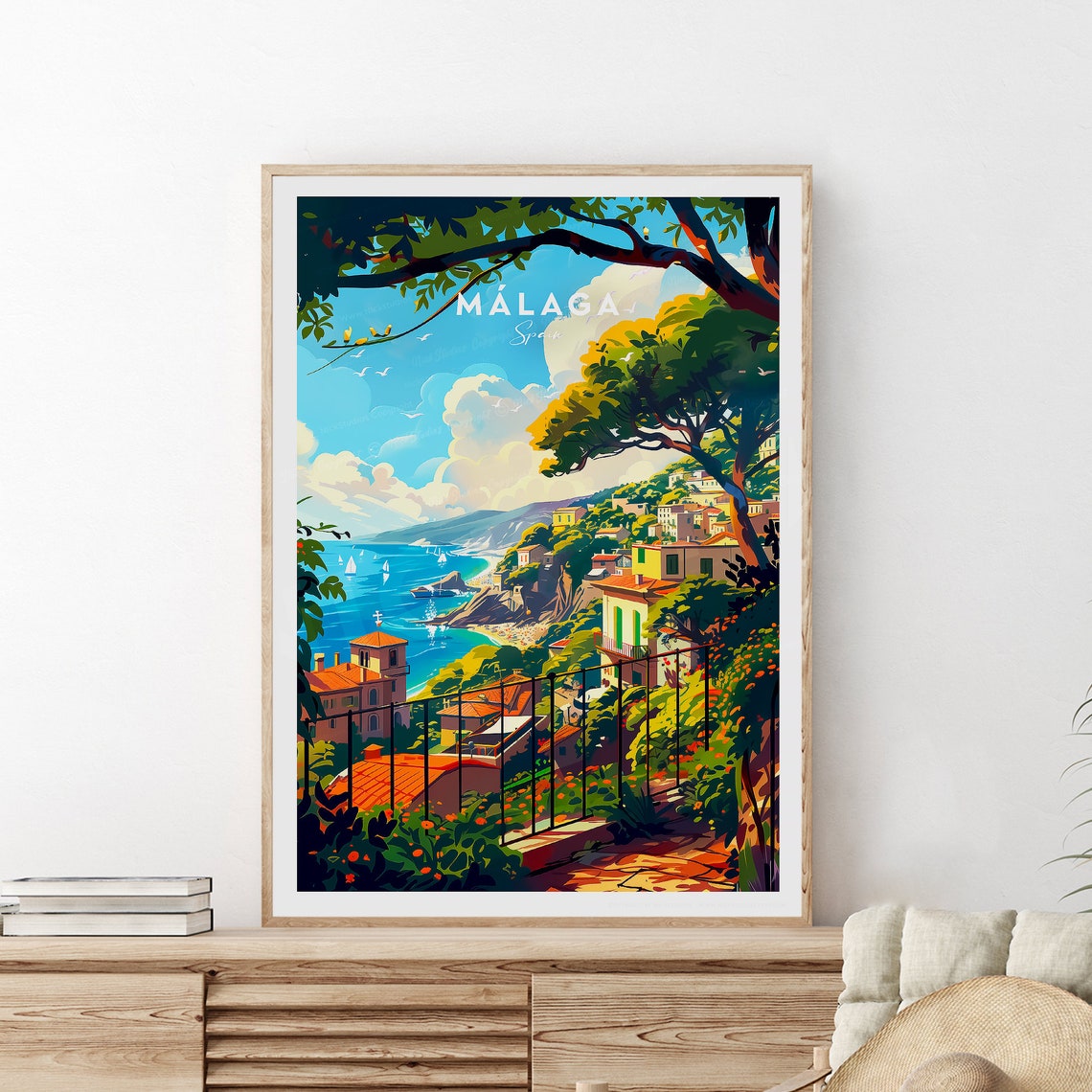 Malaga Spain Mediterranean Coast Terrace Sea View Travel Poster - Image 2