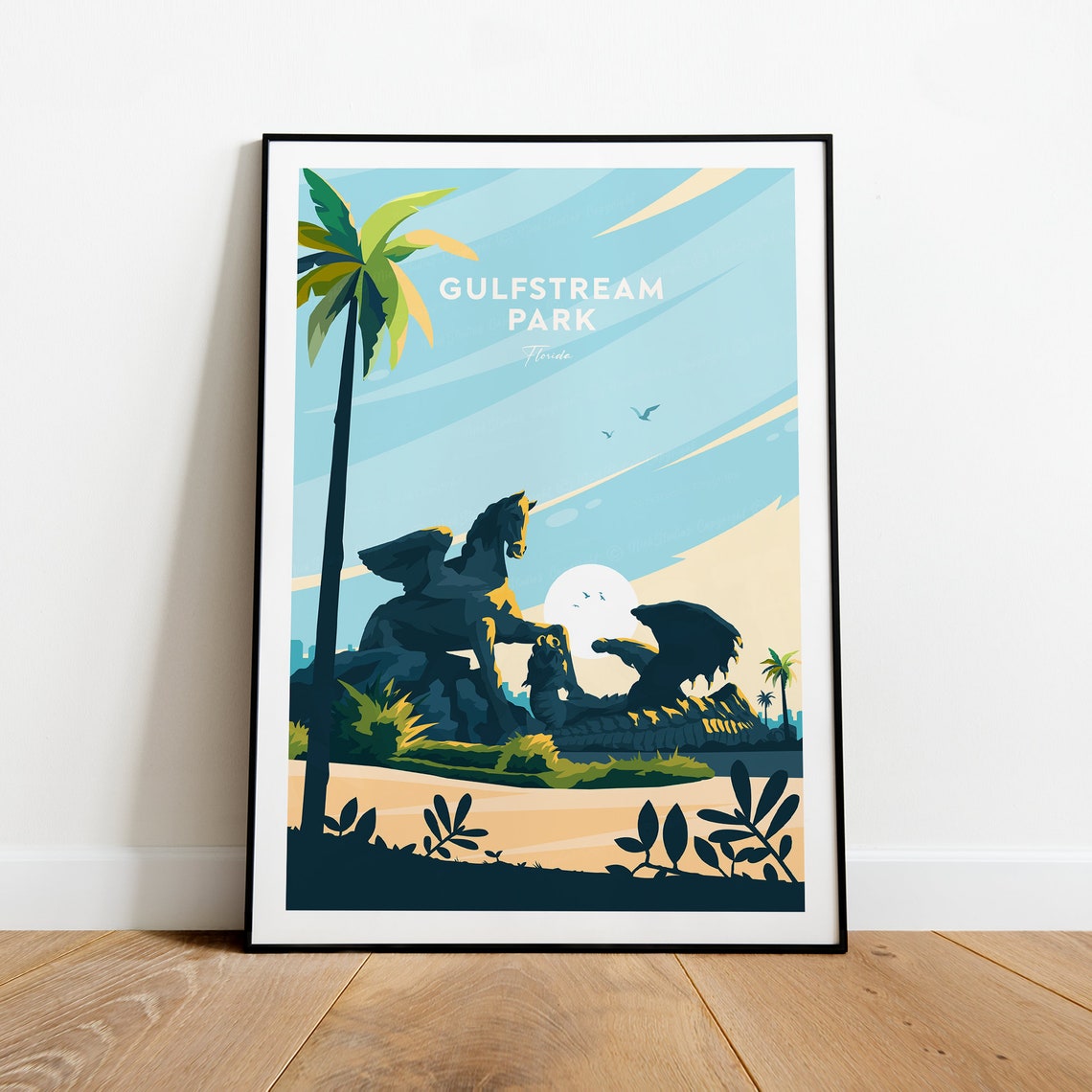 Gulfstream Park Florida Horse Racing Winged Pegasus Sunset Poster - Image 2