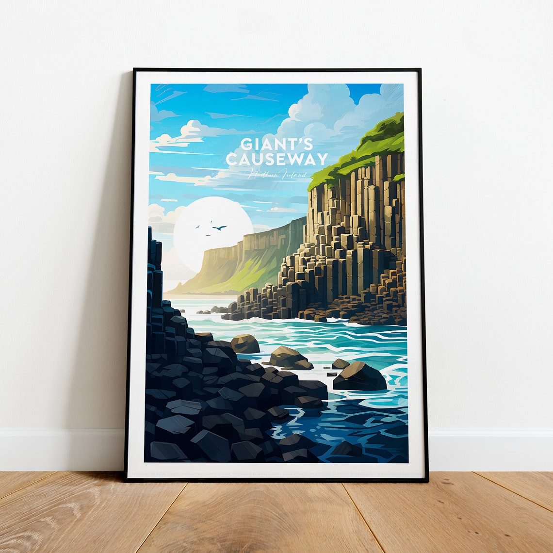 Giants Causeway Northern Ireland Basalt Columns Coast Travel Poster