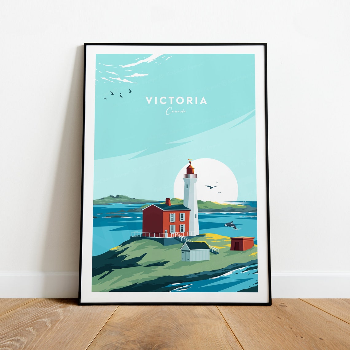 Victoria Canada Lighthouse Whale Watching Coastal Travel Poster - Image 2