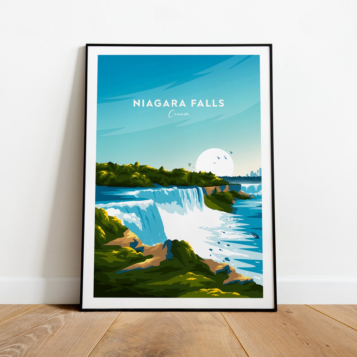 Niagara Falls Canada Daytime Cascades Blue Water Travel Poster
