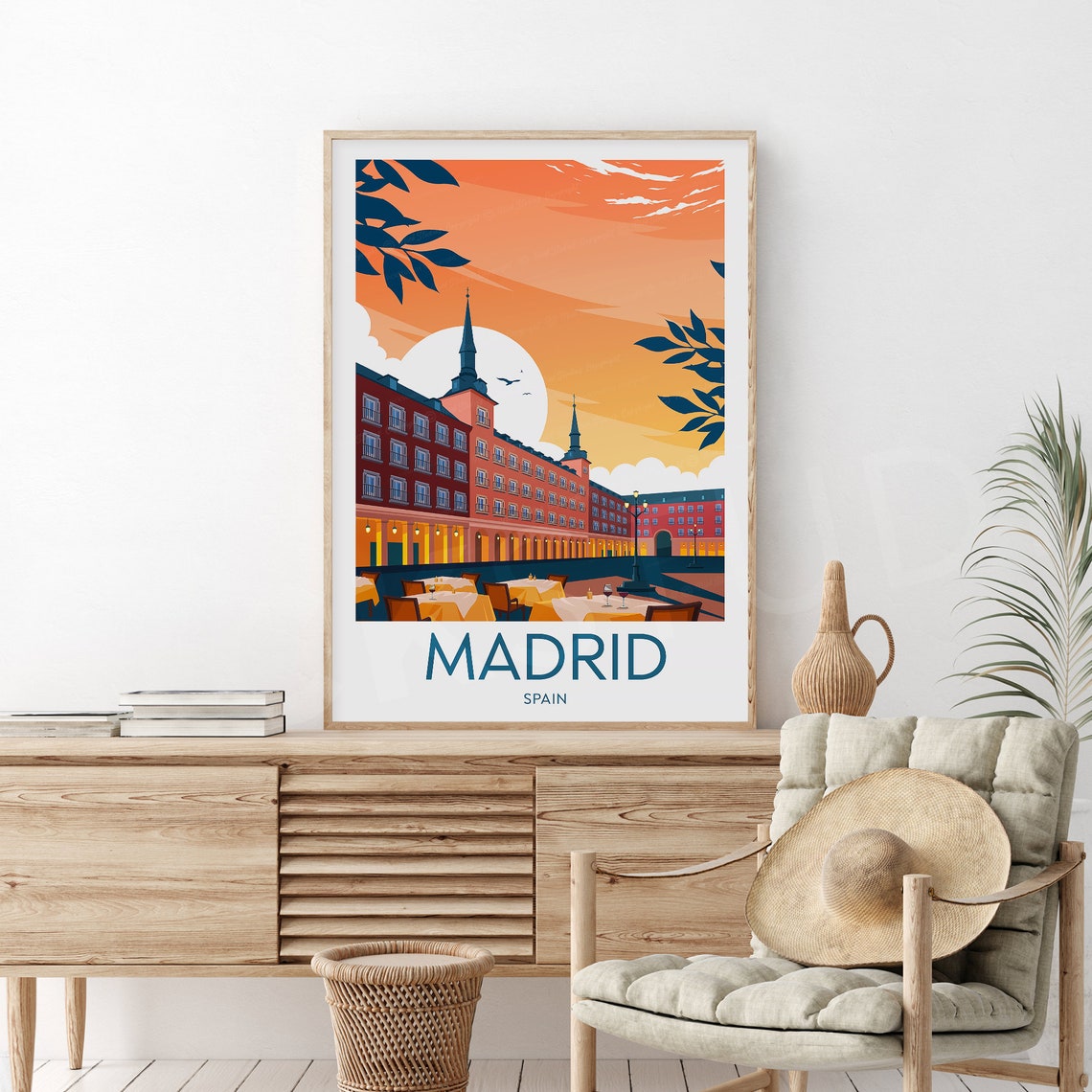 Madrid Spain Plaza Mayor Sunset Evening Dining Terrace Poster - Image 2