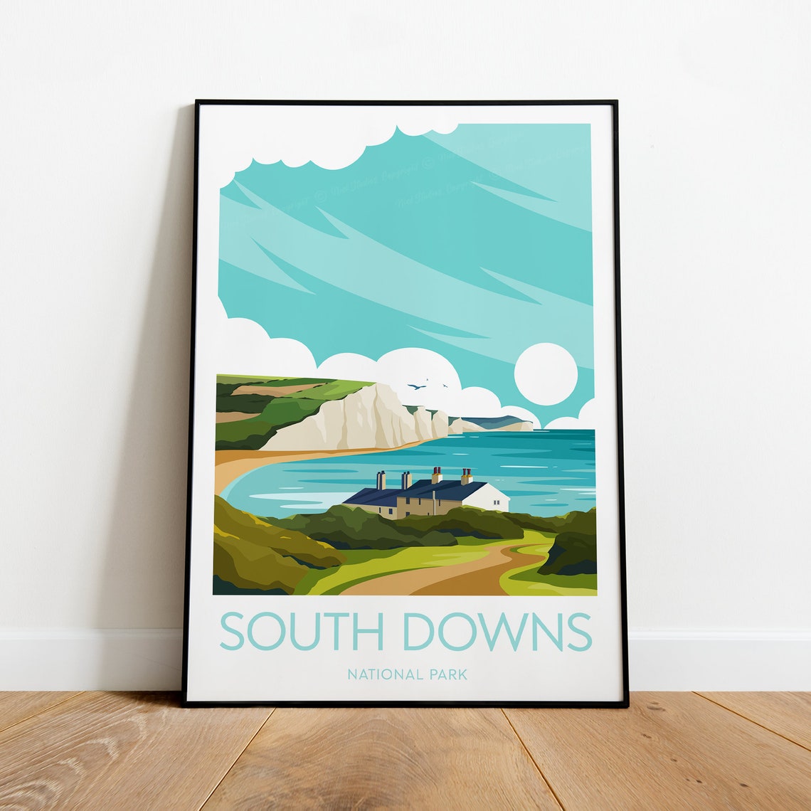 South Downs National Park Rolling Hills White Cliffs Coast Poster - Image 2