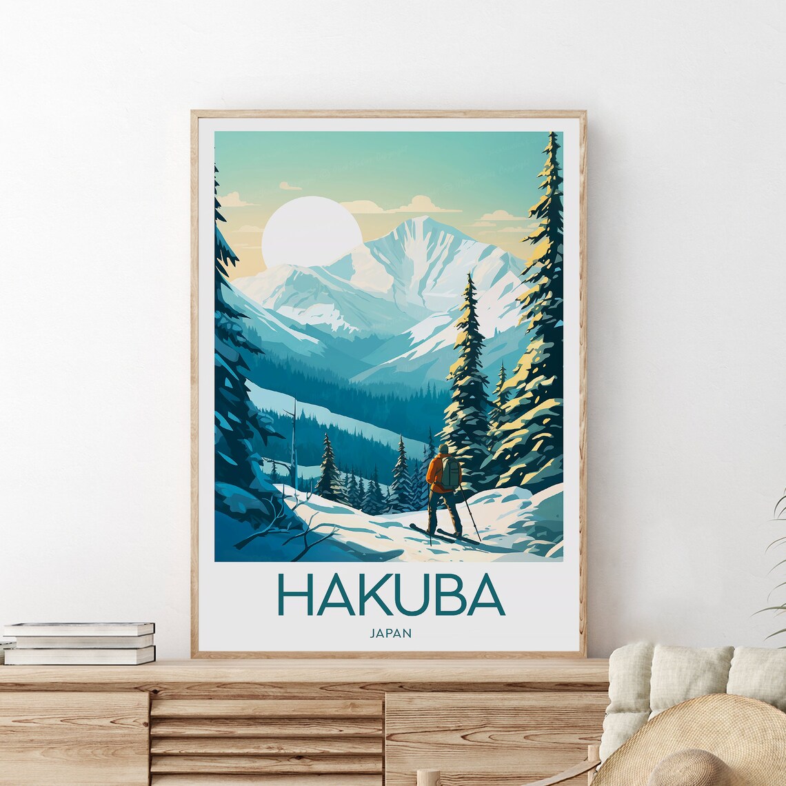 Hakuba Japan Ski Resort Powder Snow Mountain Peak Travel Poster - Image 2