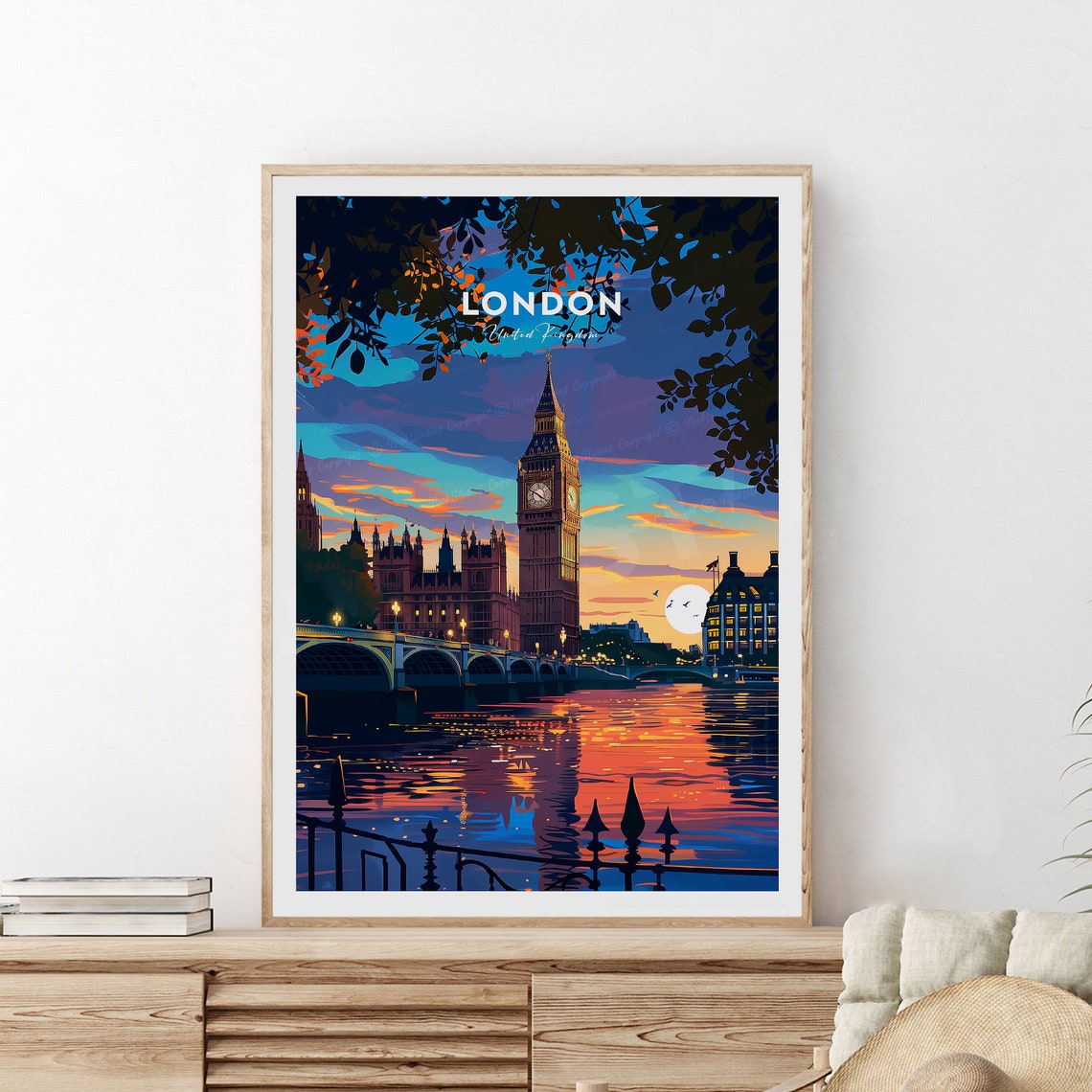 London England Big Ben Westminster Sunset River Reflections Poster - Image 2