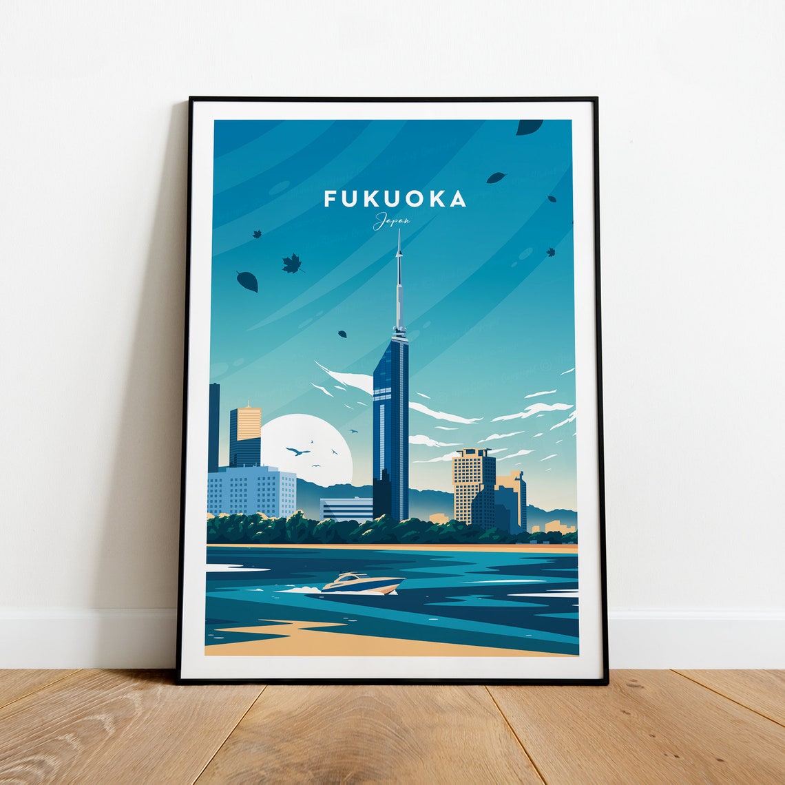 Fukuoka Traditional Travel Print Japan Fukuoka Poster Fukuoka Print Japan Poster Wedding Gift Birthday