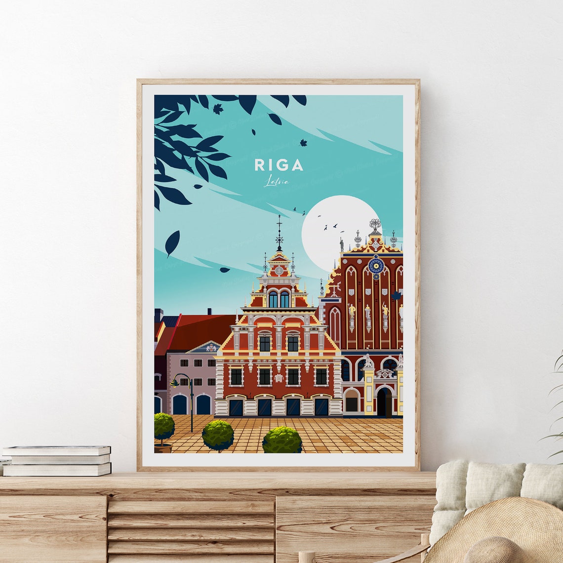Riga Latvia Historic Guild Houses Old Town Square View Poster - Image 2
