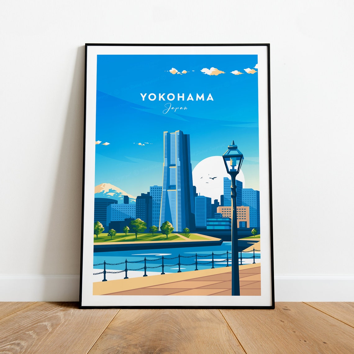Yokohama Japan Waterfront Skyline Landmark Tower Travel Poster
