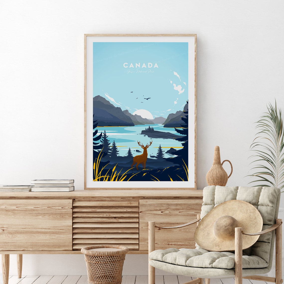 Canada Jasper National Park Stag Mountain Lake Sunrise View Poster - Image 2