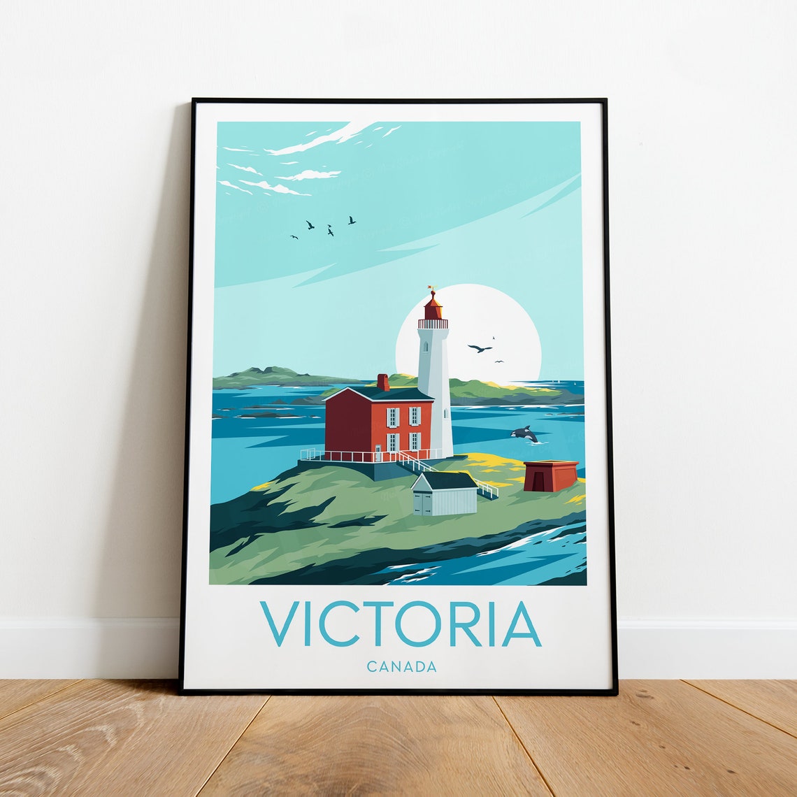 Victoria Canada Coastal Lighthouse Vintage Travel Poster Artwork - Image 2